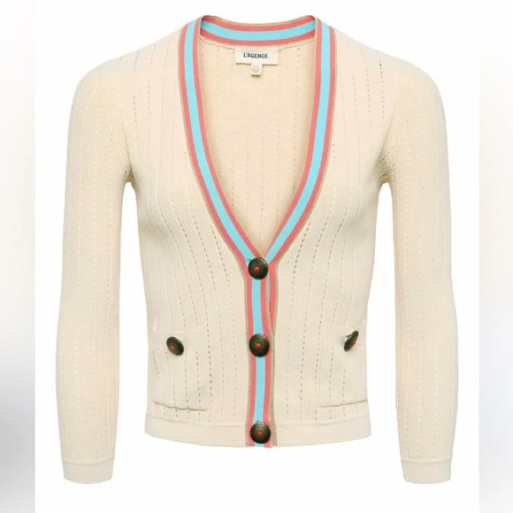L'Agence Irvin Pointelle Cardigan NWOT